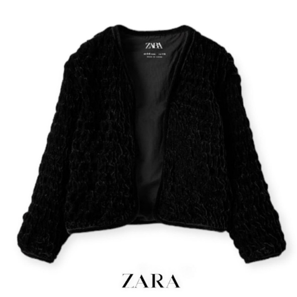 Zara kids, Black, textured velvet jacket, 3-4 years old